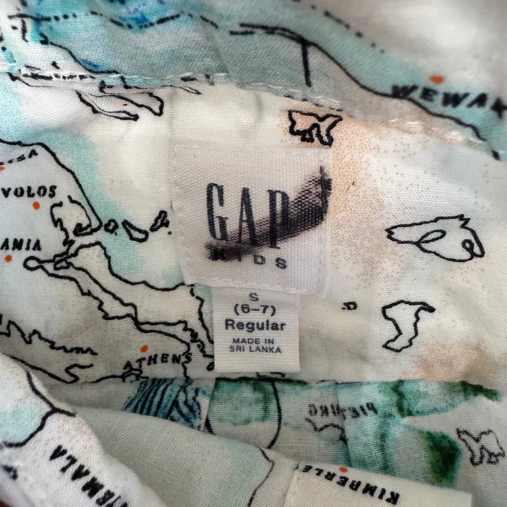 Gap Hanna Andersson Bundle Set Swim 6-7 Map Surfer Shirt Board Shorts Blue Multi